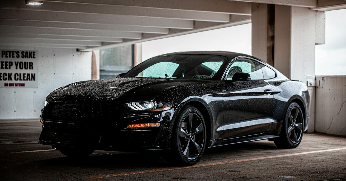 2019-black-ford-mustang-in-a-garage